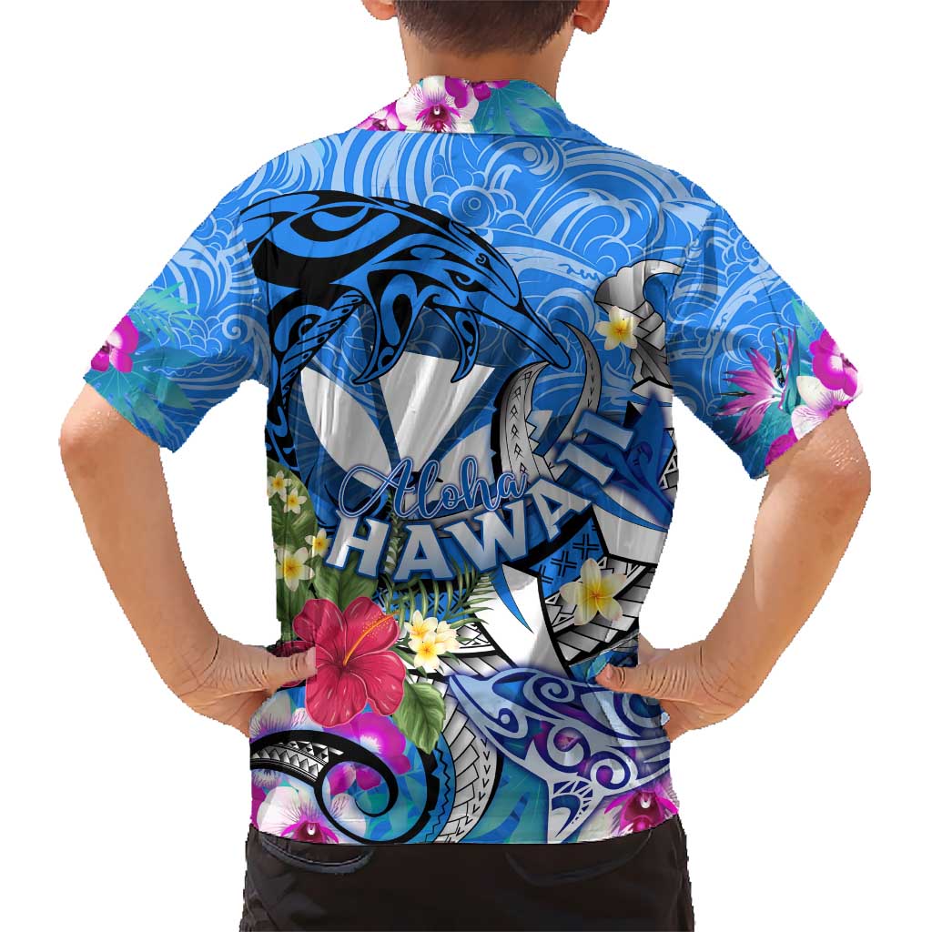 Aloha Hawaii Hawaiian Shirt Dolphins and Fish Hook Hibiscus DT02 - Polynesian Pride