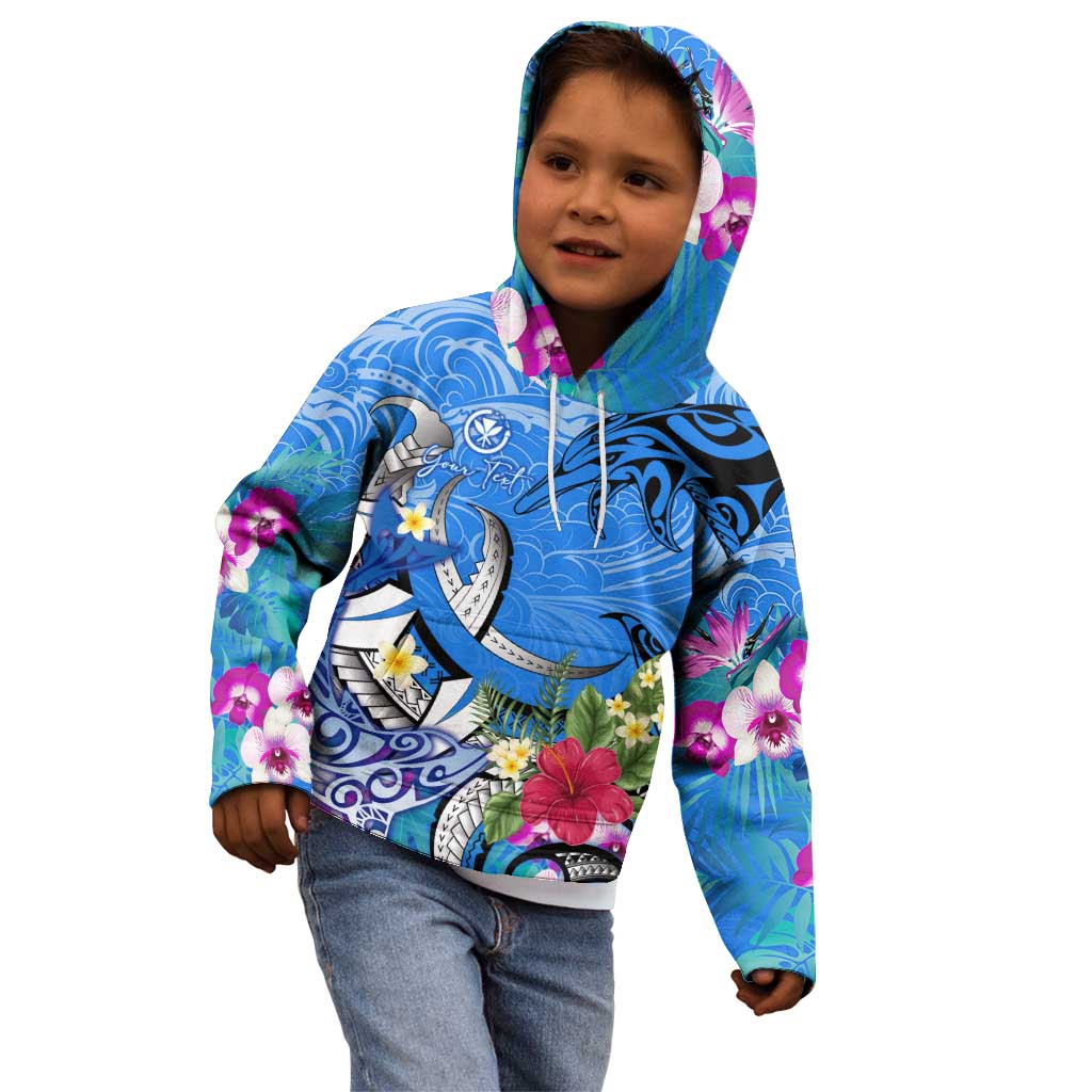 Aloha Hawaii Kid Hoodie Dolphins and Fish Hook Hibiscus DT02 - Polynesian Pride