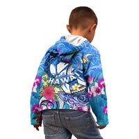 Aloha Hawaii Kid Hoodie Dolphins and Fish Hook Hibiscus DT02 - Polynesian Pride