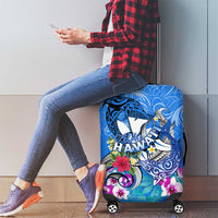 Aloha Hawaii Luggage Cover Dolphins and Fish Hook Hibiscus DT02 - Polynesian Pride
