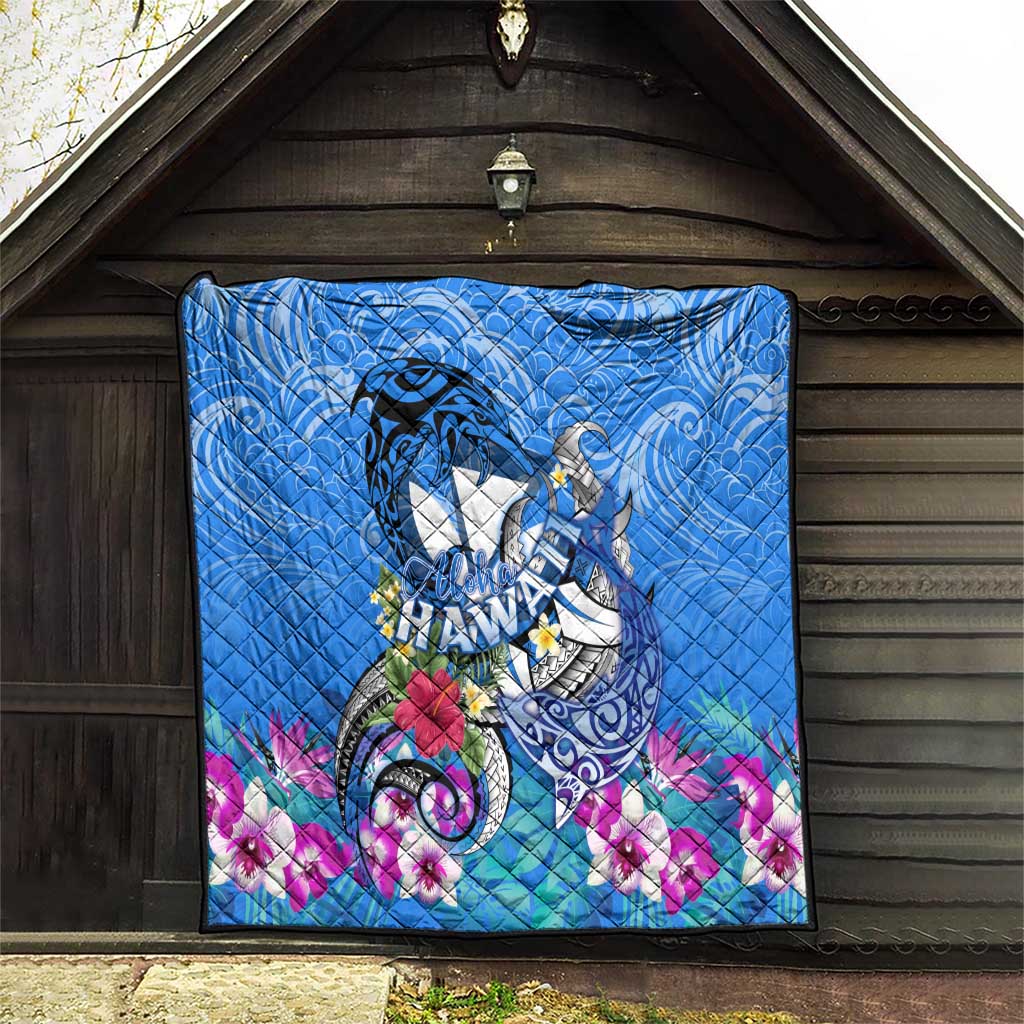 Aloha Hawaii Quilt Dolphins and Fish Hook Hibiscus DT02 - Polynesian Pride
