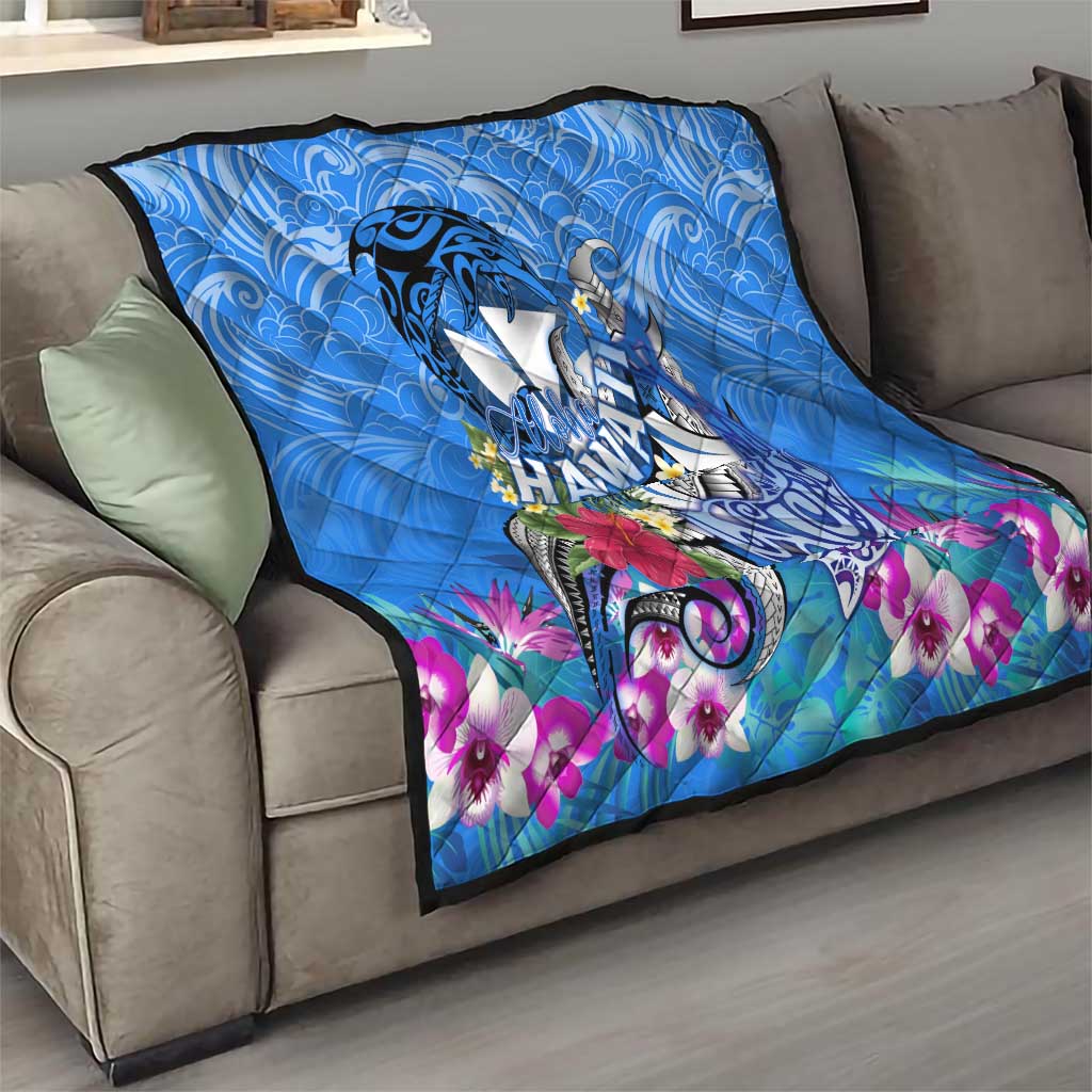 Aloha Hawaii Quilt Dolphins and Fish Hook Hibiscus DT02 - Polynesian Pride