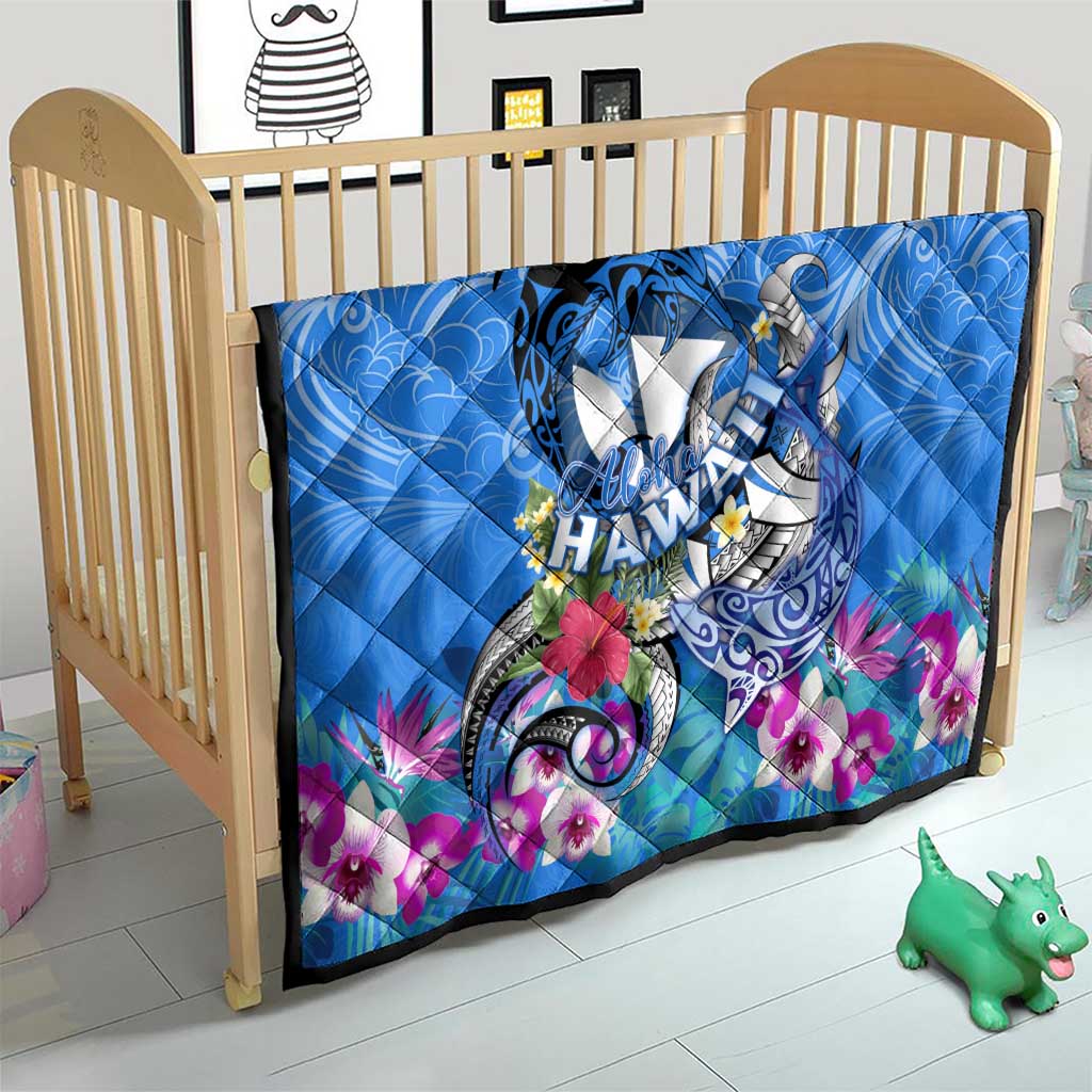 Aloha Hawaii Quilt Dolphins and Fish Hook Hibiscus DT02 - Polynesian Pride