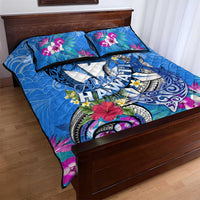 Aloha Hawaii Quilt Bed Set Dolphins and Fish Hook Hibiscus DT02 - Polynesian Pride