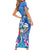 Aloha Hawaii Short Sleeve Bodycon Dress Dolphins and Fish Hook Hibiscus