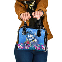 Aloha Hawaii Shoulder Handbag Dolphins and Fish Hook Hibiscus DT02 One Size Blue - Polynesian Pride