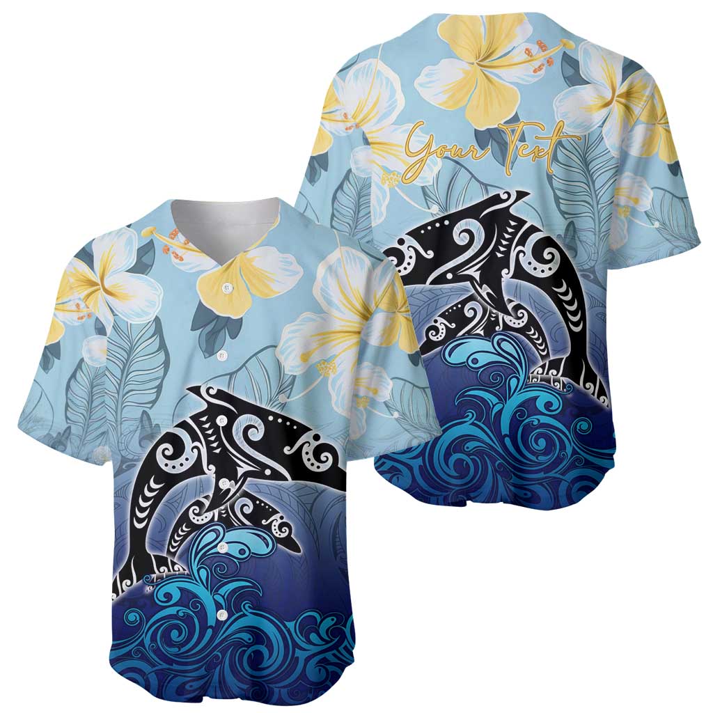 Mother And Baby Dolphins Baseball Jersey Hawaii Hibiscus DT02 - Polynesian Pride