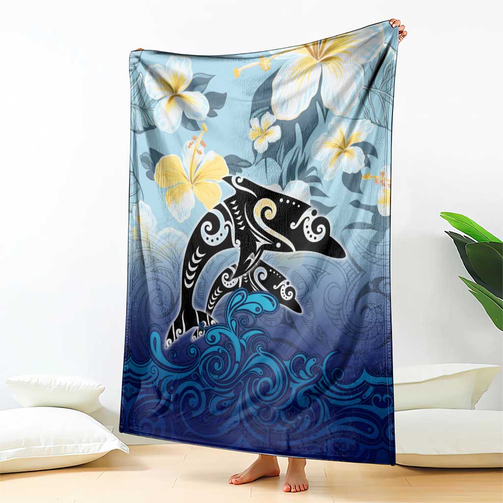 Mother And Baby Dolphins Blanket Hawaii Hibiscus DT02 - Polynesian Pride