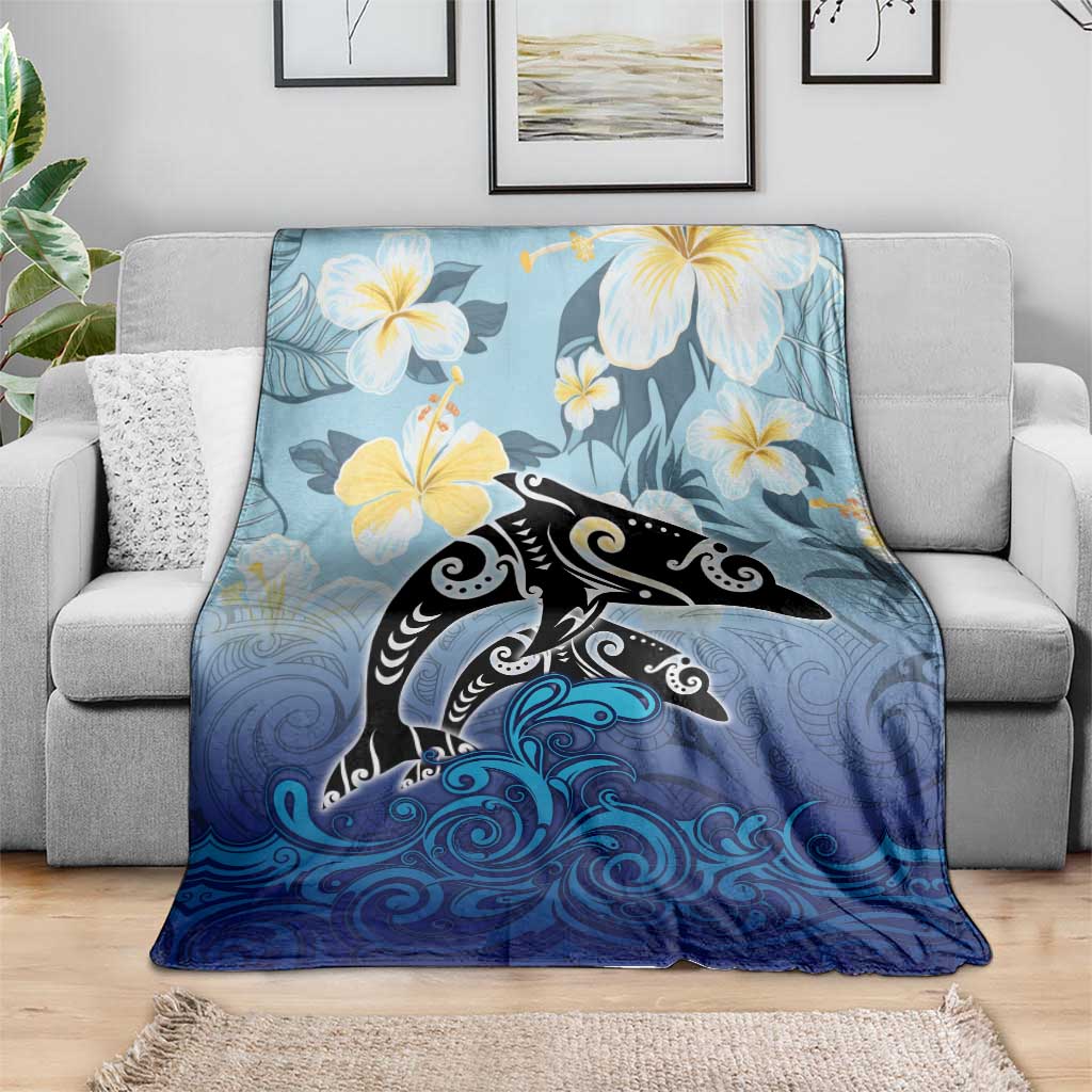 Mother And Baby Dolphins Blanket Hawaii Hibiscus DT02 - Polynesian Pride