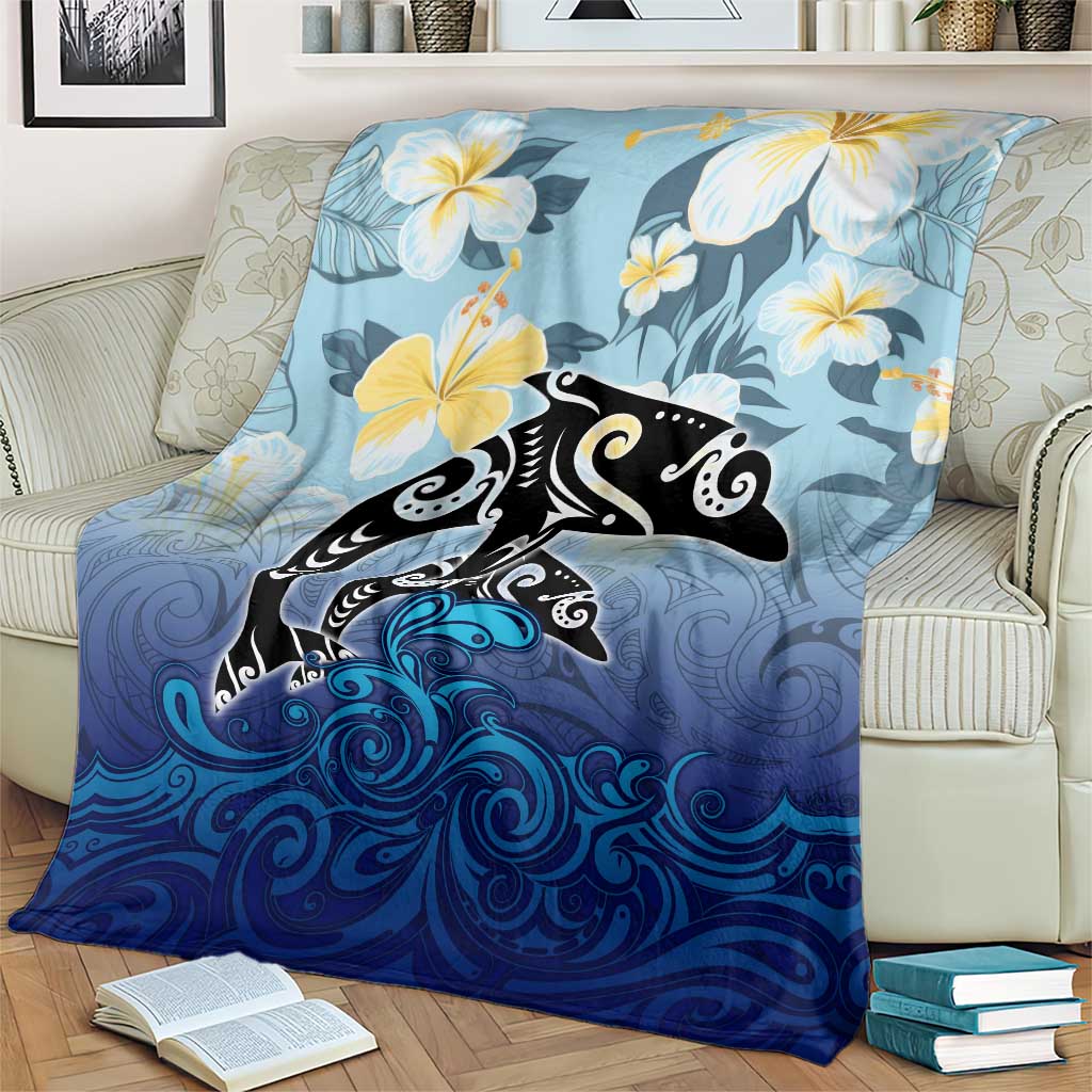 Mother And Baby Dolphins Blanket Hawaii Hibiscus DT02 - Polynesian Pride