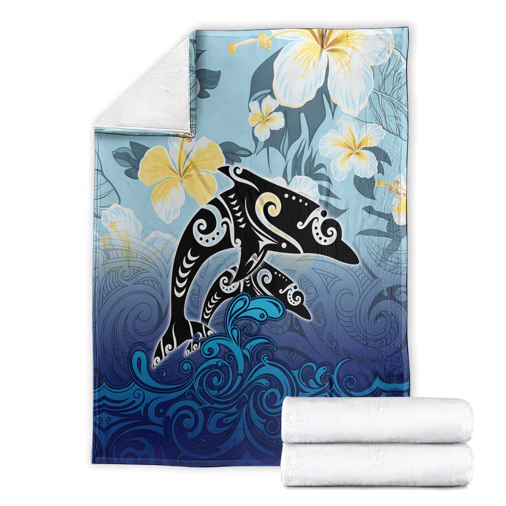 Mother And Baby Dolphins Blanket Hawaii Hibiscus DT02 - Polynesian Pride