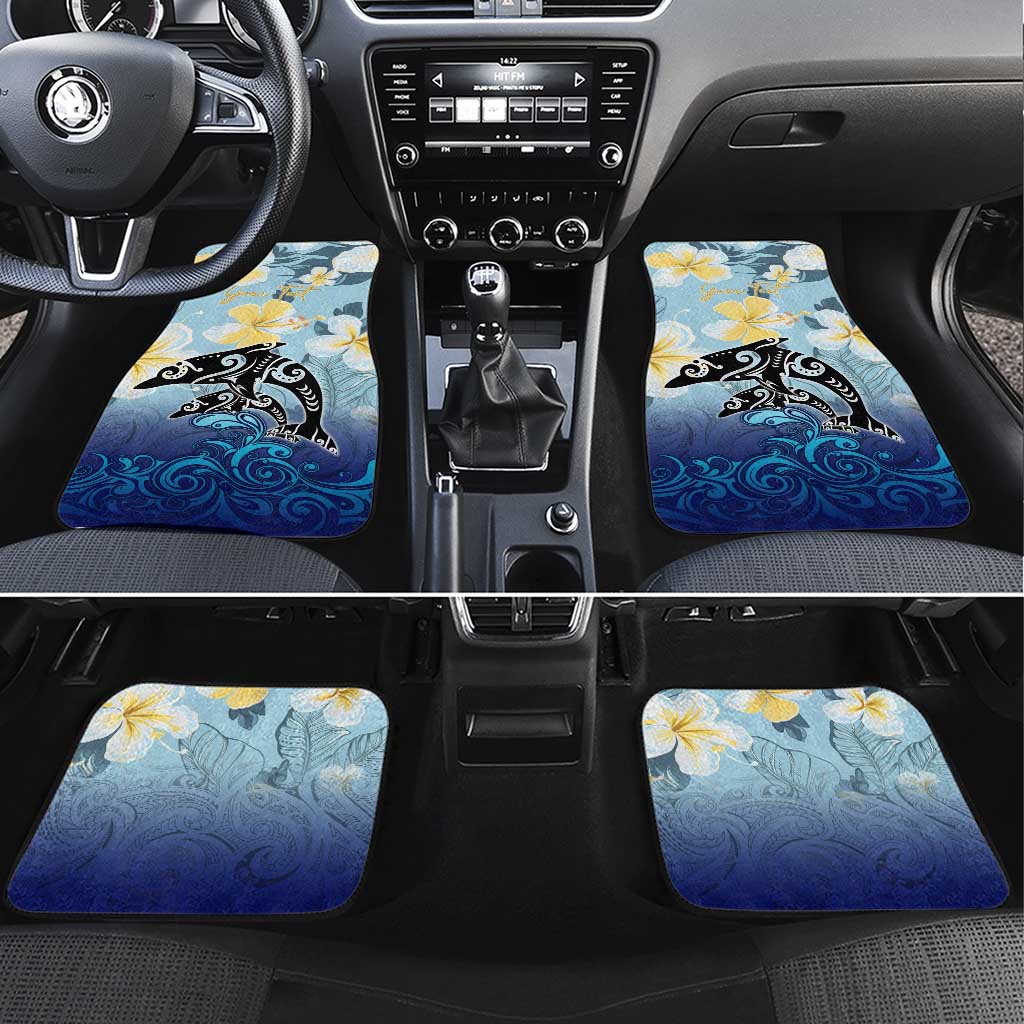 Mother And Baby Dolphins Car Mats Hawaii Hibiscus DT02 Set 4pcs Blue - Polynesian Pride