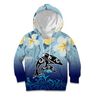 Mother And Baby Dolphins Kid Hoodie Hawaii Hibiscus DT02 Hoodie Blue - Polynesian Pride