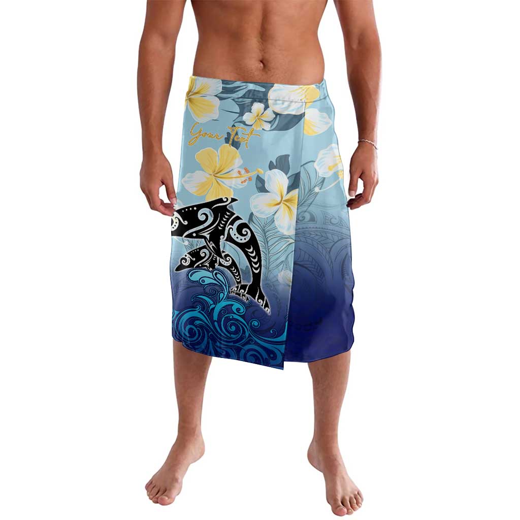 Mother And Baby Dolphins Lavalava Hawaii Hibiscus DT02 Blue - Polynesian Pride