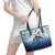 Mother And Baby Dolphins Leather Tote Bag Hawaii Hibiscus