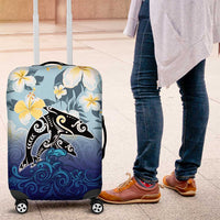 Mother And Baby Dolphins Luggage Cover Hawaii Hibiscus DT02 Blue - Polynesian Pride