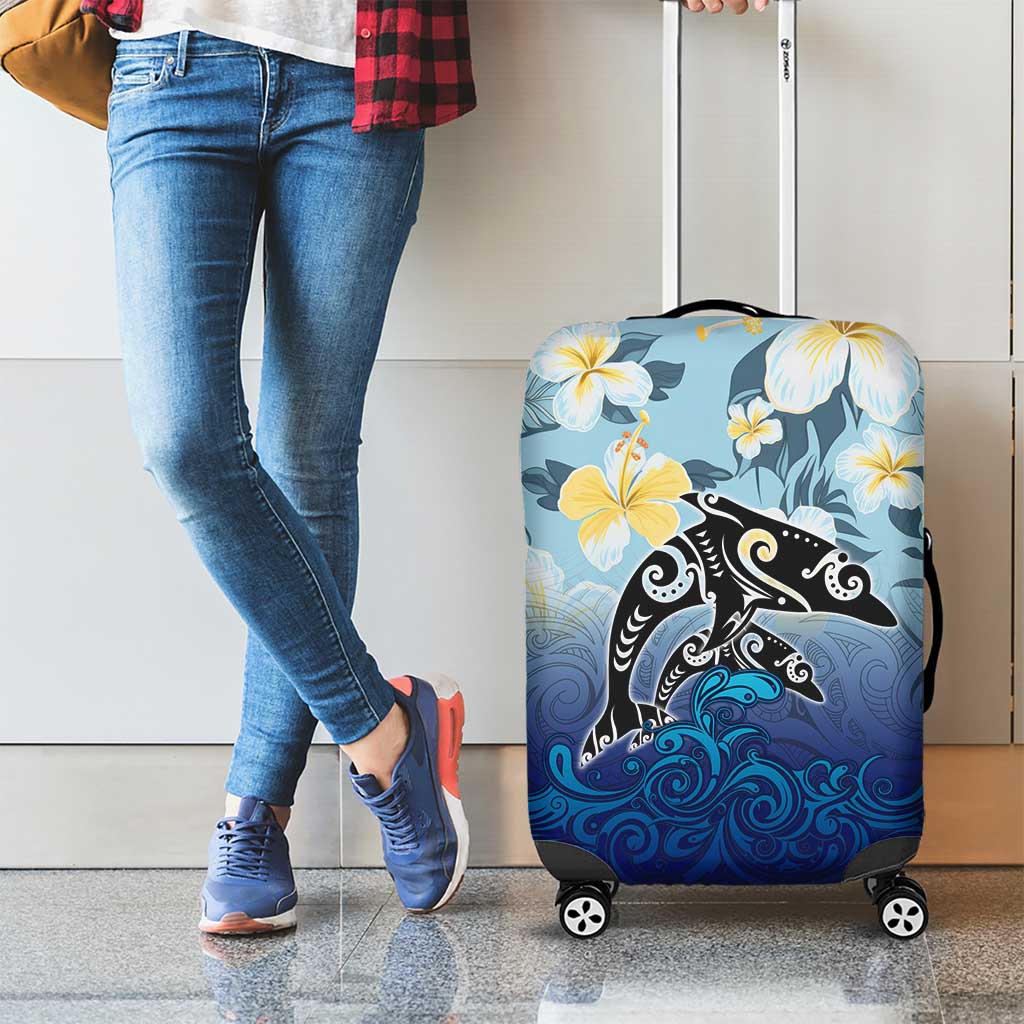 Mother And Baby Dolphins Luggage Cover Hawaii Hibiscus DT02 - Polynesian Pride