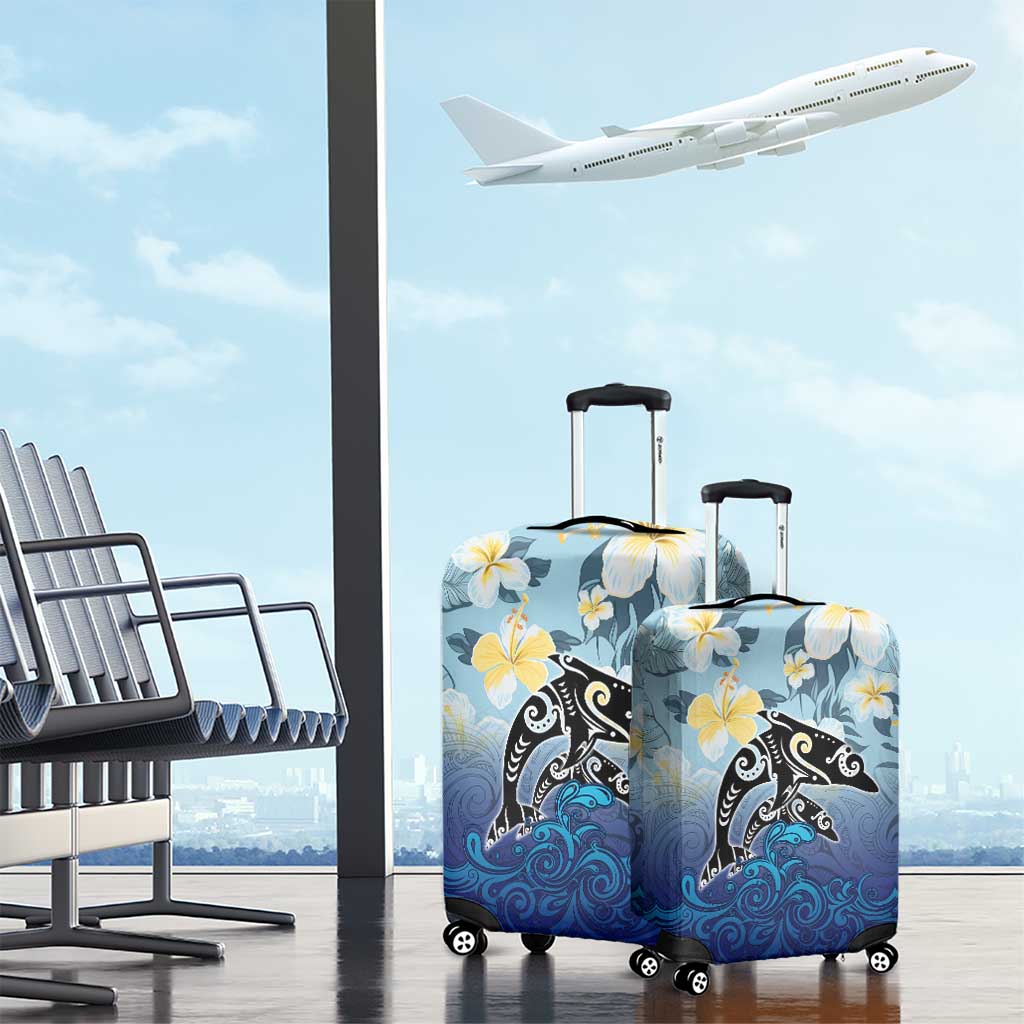 Mother And Baby Dolphins Luggage Cover Hawaii Hibiscus DT02 - Polynesian Pride