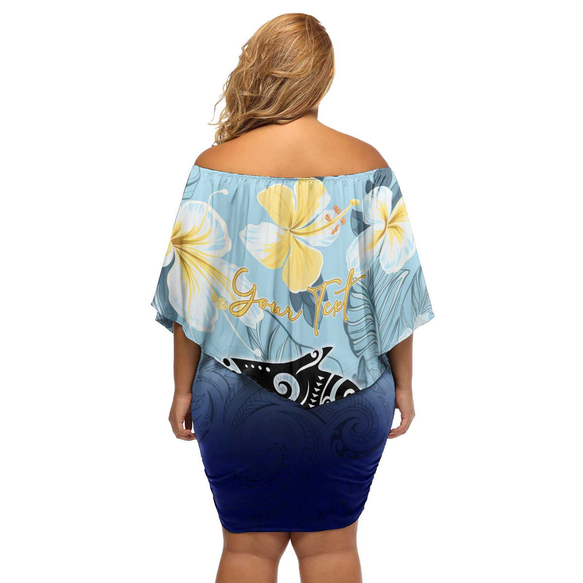 Mother And Baby Dolphins Off Shoulder Short Dress Hawaii Hibiscus DT02 - Polynesian Pride