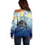 Mother And Baby Dolphins Off Shoulder Sweater Hawaii Hibiscus