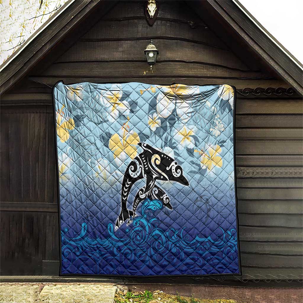 Mother And Baby Dolphins Quilt Hawaii Hibiscus DT02 - Polynesian Pride