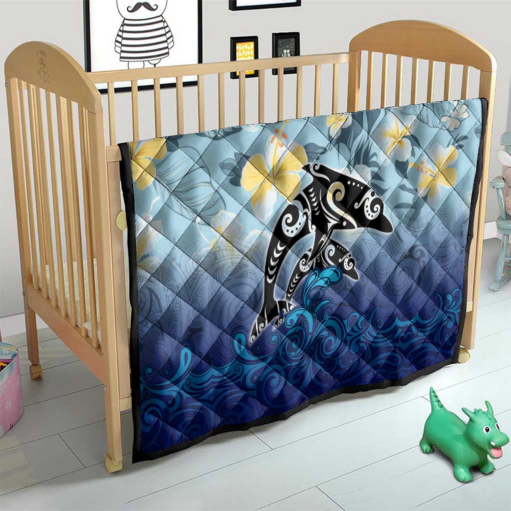 Mother And Baby Dolphins Quilt Hawaii Hibiscus DT02 - Polynesian Pride