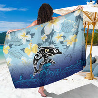 Mother And Baby Dolphins Sarong Hawaii Hibiscus DT02 One Size 44 x 66 inches Blue - Polynesian Pride