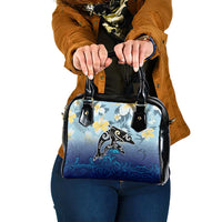 Mother And Baby Dolphins Shoulder Handbag Hawaii Hibiscus DT02 One Size Blue - Polynesian Pride