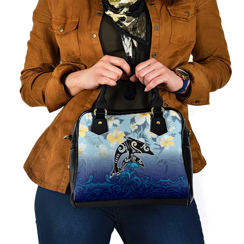 Mother And Baby Dolphins Shoulder Handbag Hawaii Hibiscus DT02 - Polynesian Pride