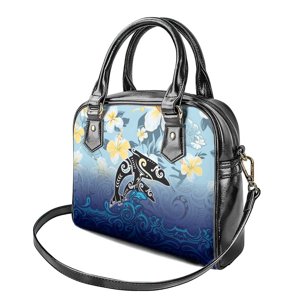 Mother And Baby Dolphins Shoulder Handbag Hawaii Hibiscus DT02 - Polynesian Pride