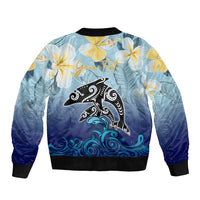 Mother And Baby Dolphins Sleeve Zip Bomber Jacket Hawaii Hibiscus DT02 - Polynesian Pride