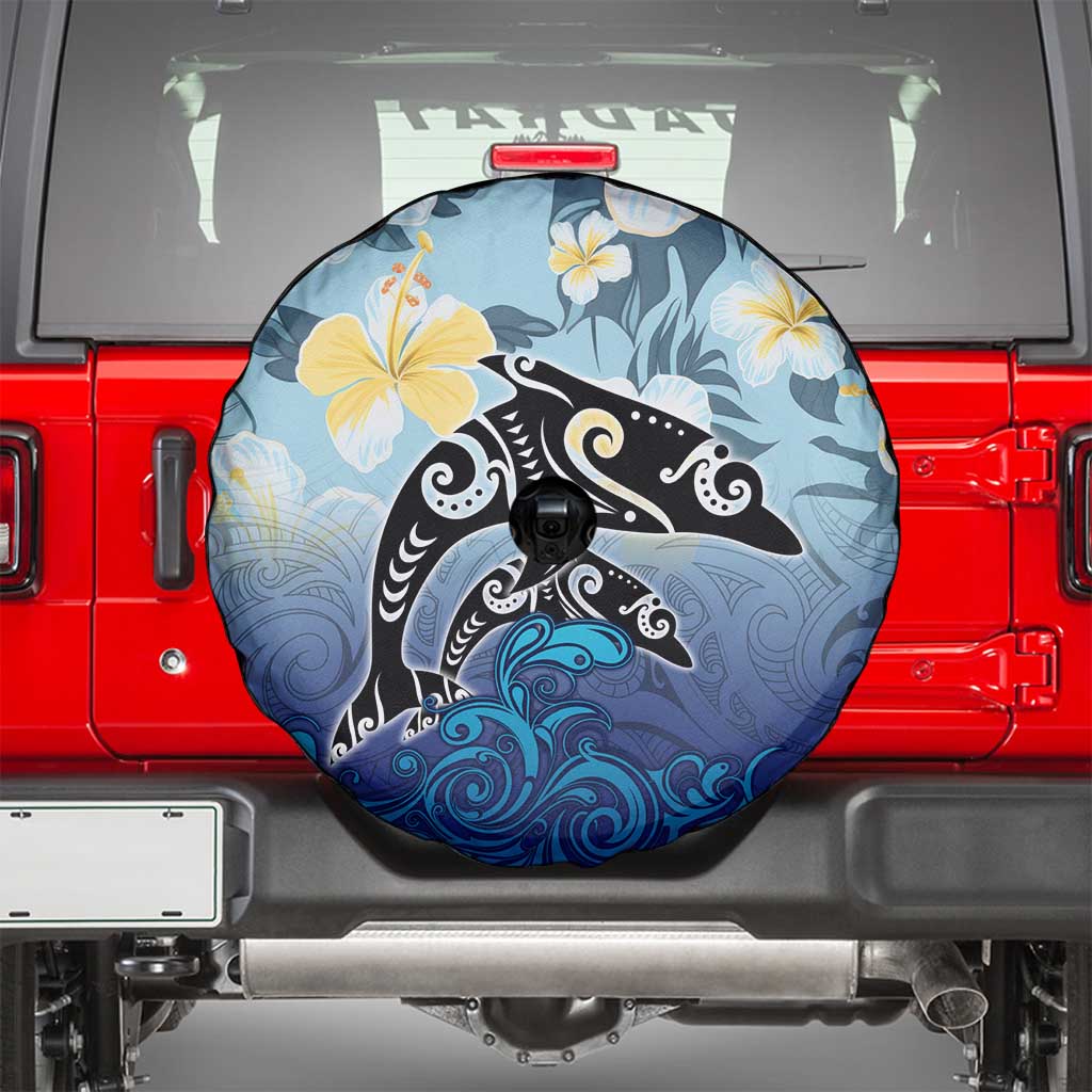 Mother And Baby Dolphins Spare Tire Cover Hawaii Hibiscus DT02 - Polynesian Pride