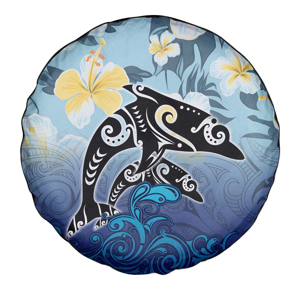 Mother And Baby Dolphins Spare Tire Cover Hawaii Hibiscus DT02 - Polynesian Pride