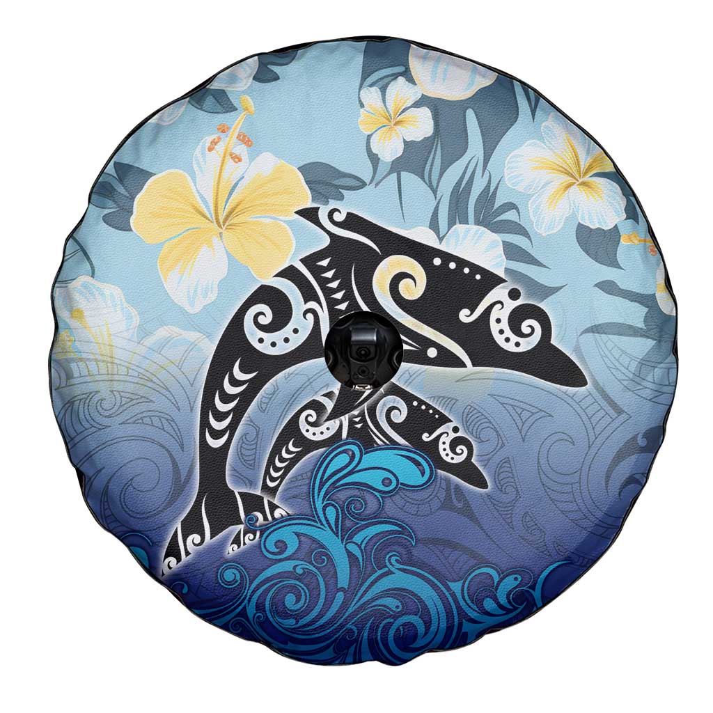Mother And Baby Dolphins Spare Tire Cover Hawaii Hibiscus DT02 - Polynesian Pride