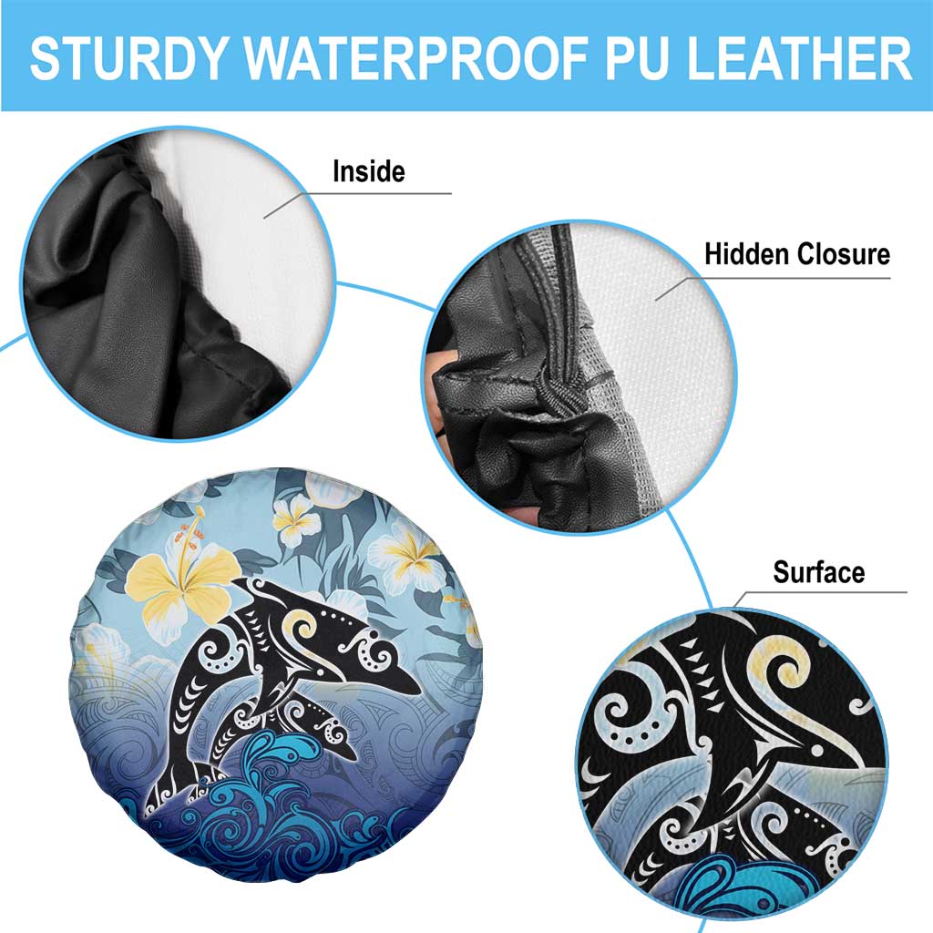 Mother And Baby Dolphins Spare Tire Cover Hawaii Hibiscus DT02 - Polynesian Pride