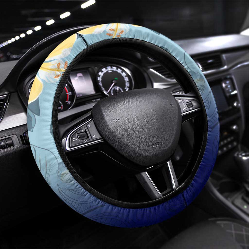 Mother And Baby Dolphins Steering Wheel Cover Hawaii Hibiscus DT02 Universal Fit Blue - Polynesian Pride