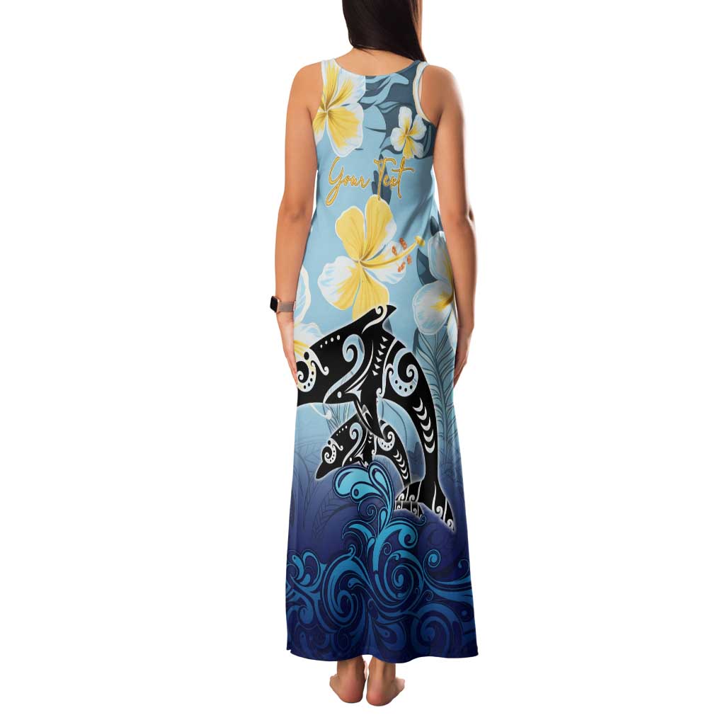 Mother And Baby Dolphins Tank Maxi Dress Hawaii Hibiscus DT02 - Polynesian Pride