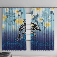 Mother And Baby Dolphins Window Curtain Hawaii Hibiscus DT02 With Hooks Blue - Polynesian Pride