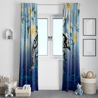 Mother And Baby Dolphins Window Curtain Hawaii Hibiscus DT02 - Polynesian Pride