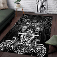 All Black Area Rug New Zealand Rugby Mascot Maori DT02 Black - Polynesian Pride