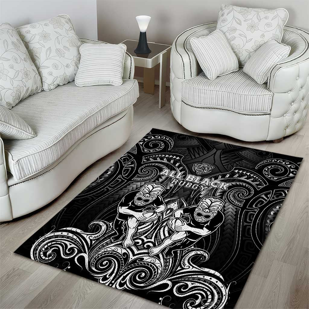 All Black Area Rug New Zealand Rugby Mascot Maori DT02 - Polynesian Pride