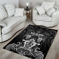 All Black Area Rug New Zealand Rugby Mascot Maori DT02 - Polynesian Pride