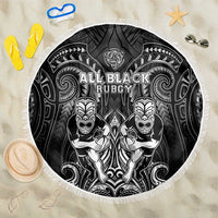 All Black Beach Blanket New Zealand Rugby Mascot Maori DT02 One Size 150cm Black - Polynesian Pride