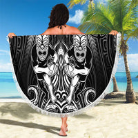 All Black Beach Blanket New Zealand Rugby Mascot Maori DT02 - Polynesian Pride