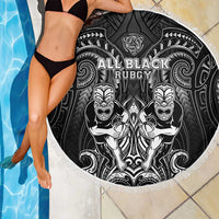 All Black Beach Blanket New Zealand Rugby Mascot Maori DT02 - Polynesian Pride