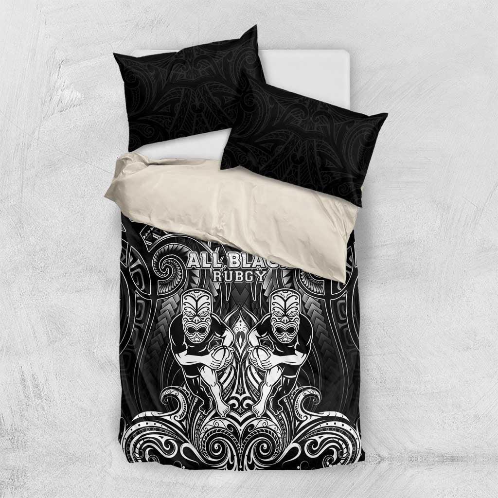 All Black Bedding Set New Zealand Rugby Mascot Maori DT02 US Twin 172cm x 218cm Black - Polynesian Pride