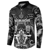 Personalized All Black Button Sweatshirt New Zealand Rugby Mascot Maori DT02 - Polynesian Pride