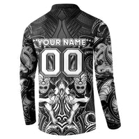 Personalized All Black Button Sweatshirt New Zealand Rugby Mascot Maori DT02 - Polynesian Pride