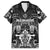 Personalized All Black Family Matching Off Shoulder Maxi Dress and Hawaiian Shirt New Zealand Rugby Mascot Maori