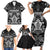 Personalized All Black Family Matching Short Sleeve Bodycon Dress and Hawaiian Shirt New Zealand Rugby Mascot Maori